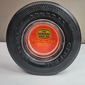 Vtg General Tire Ashtray Dual 90 2 Treads Plus Nygen Sandel's Service Lincoln IL